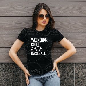 Black 'Weekends Coffee & Baseball' Graphic Tee